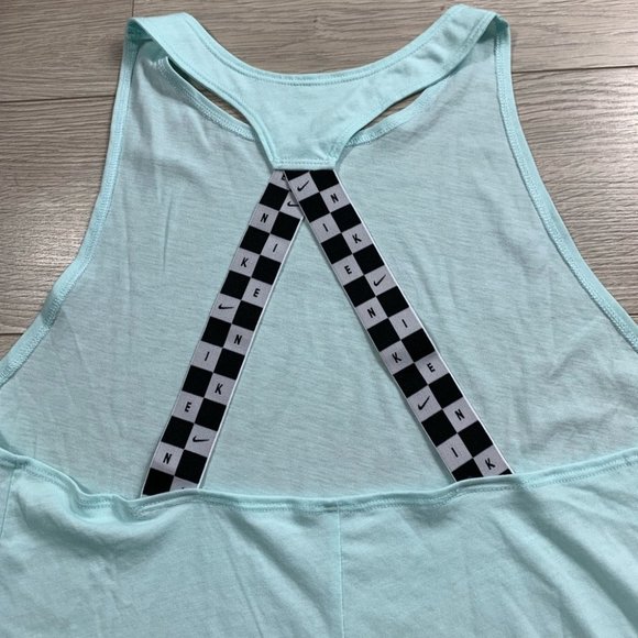 Nike Dri-Fit Checkered Teal Elastic Tank Top - Picture 6 of 13